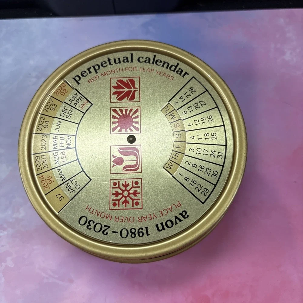 Vintage 1970-2030 Avon Perpetual Calendar UNUSED Tin Made In England